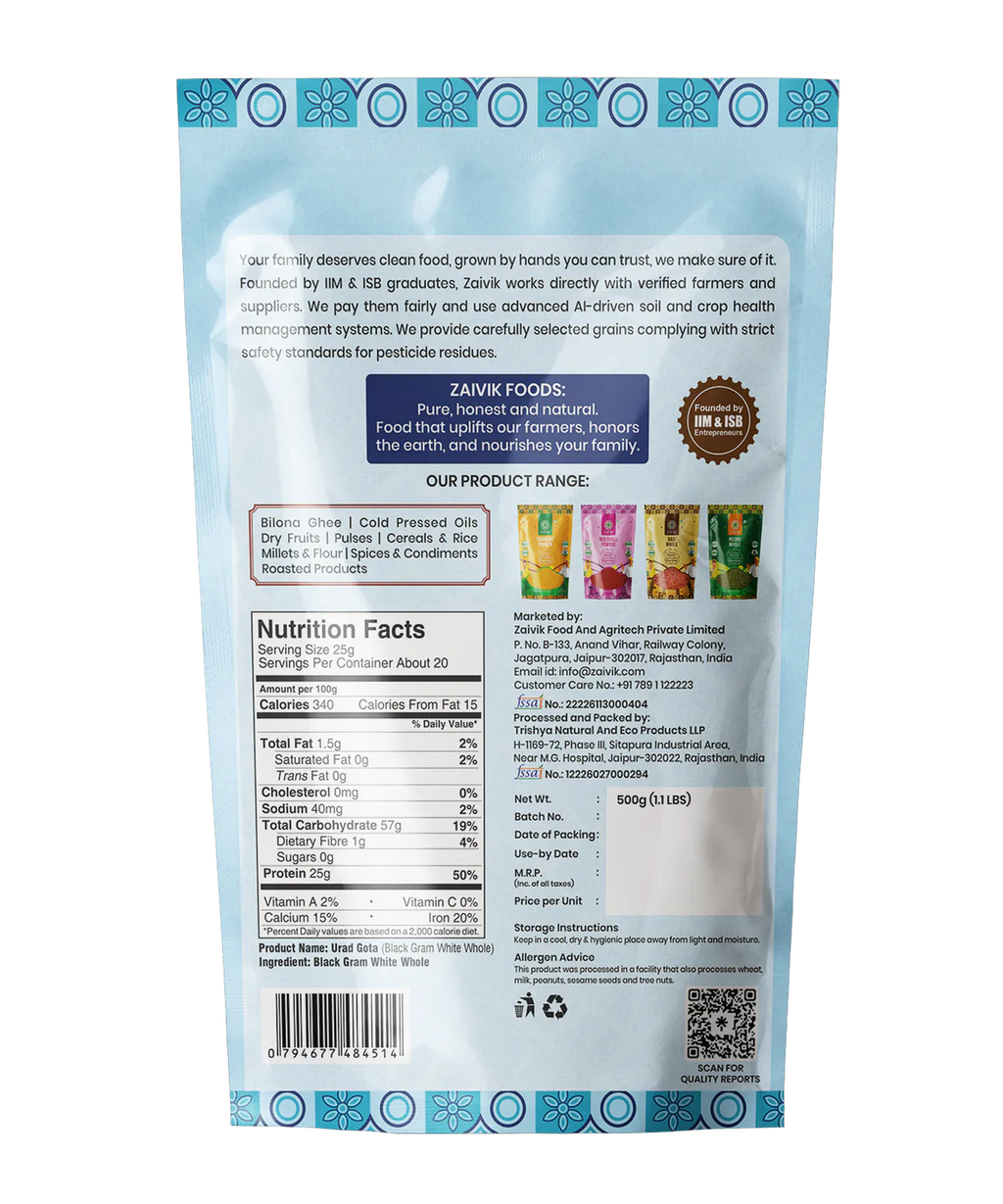 Zaivik Urad Gota 500 g back packaging