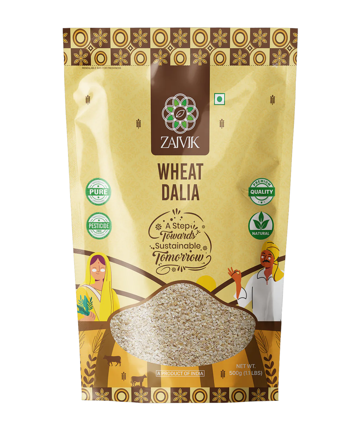 Zaivik Wheat Dalia 500 g front packaging