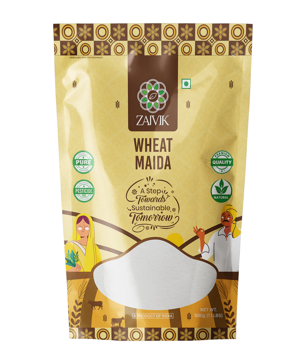 Zaivik Wheat Maida 500 g front packaging