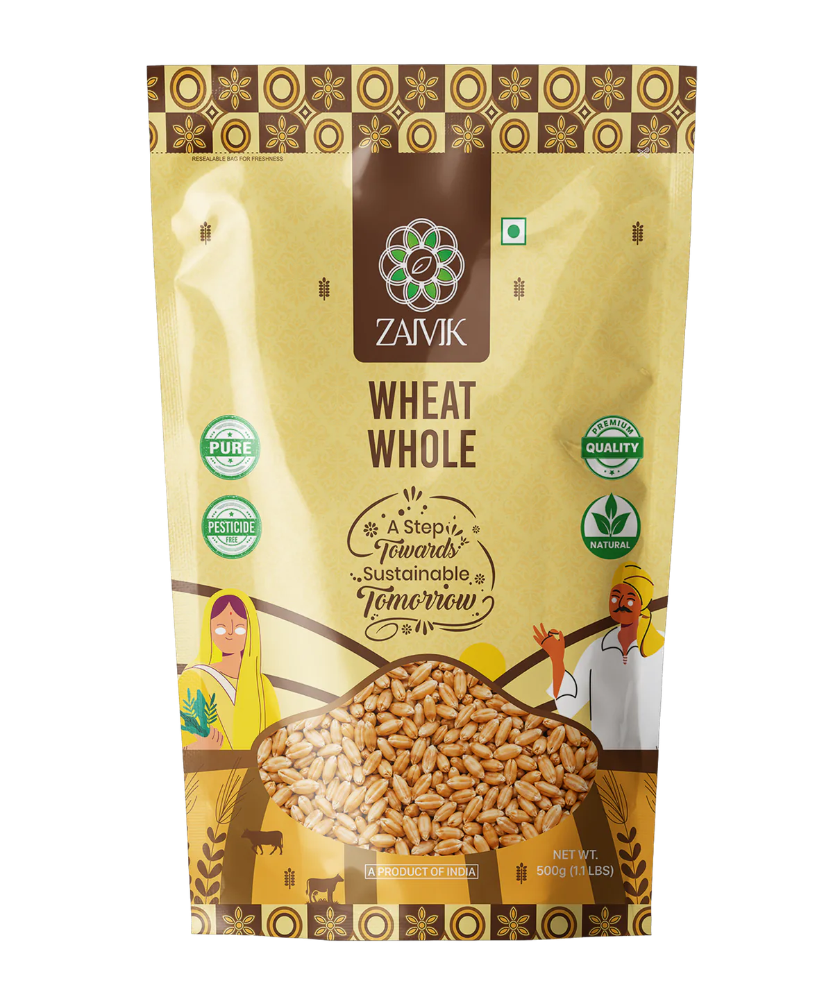 Zaivik Wheat Whole 1 Kg front packaging