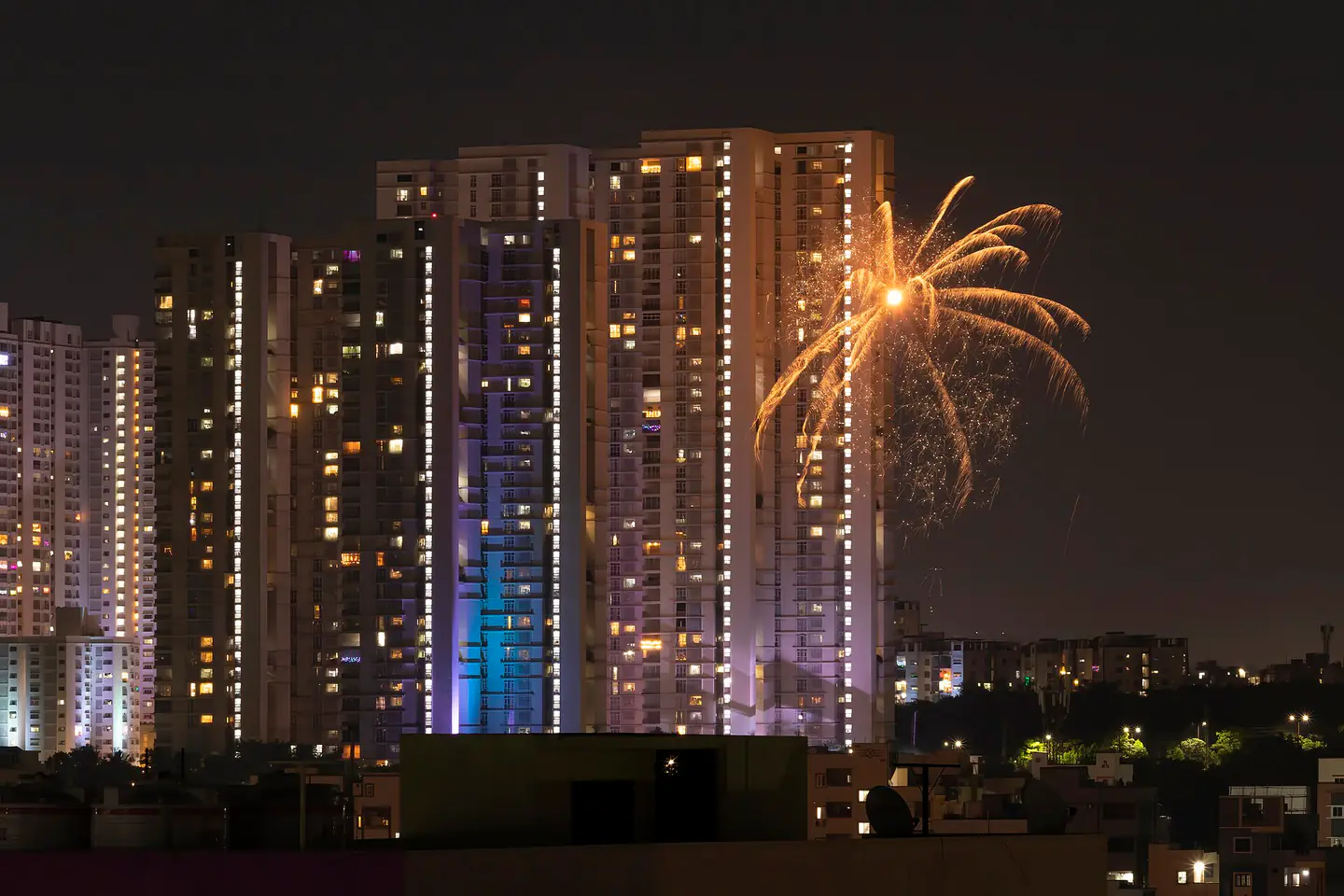Diwali celebrations near Marina Skies, Hyderabad